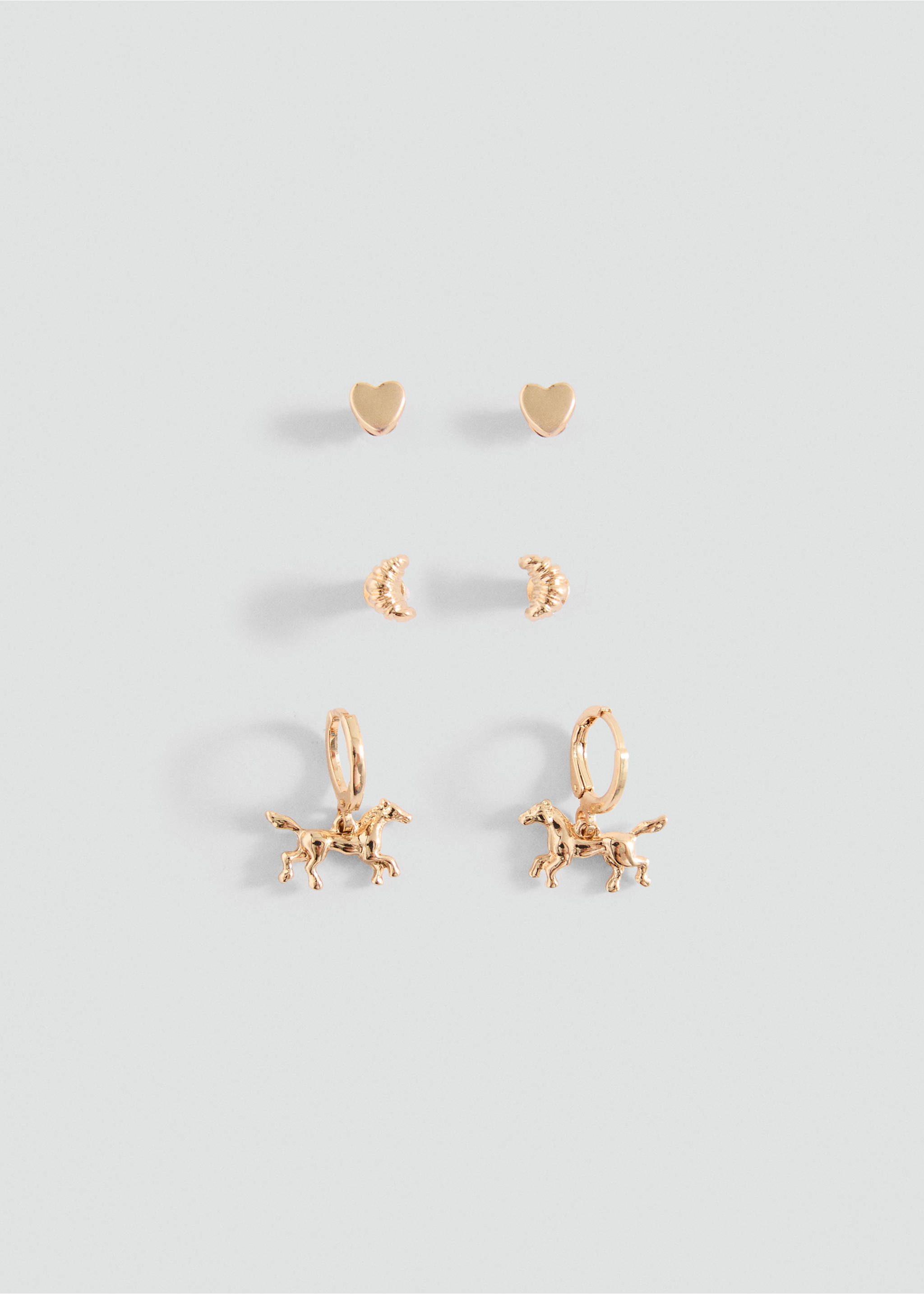 Pack of 3 combined earrings - Article without model, Gold. Ref: 37073880-00.