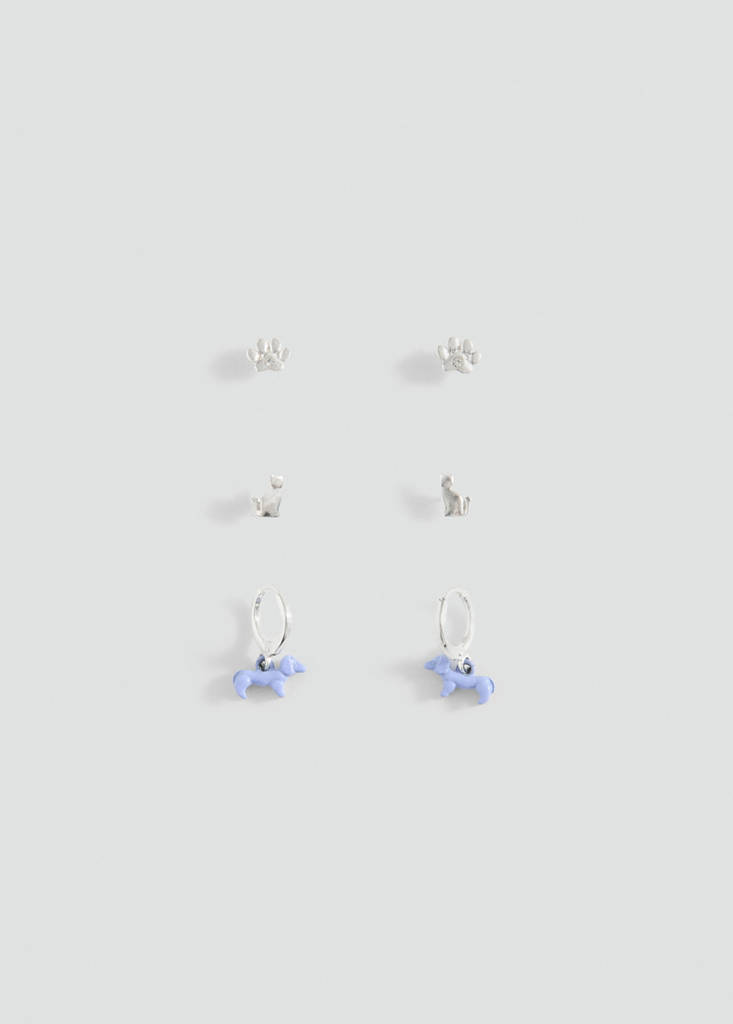 Pack of 3 combined earrings — Silver