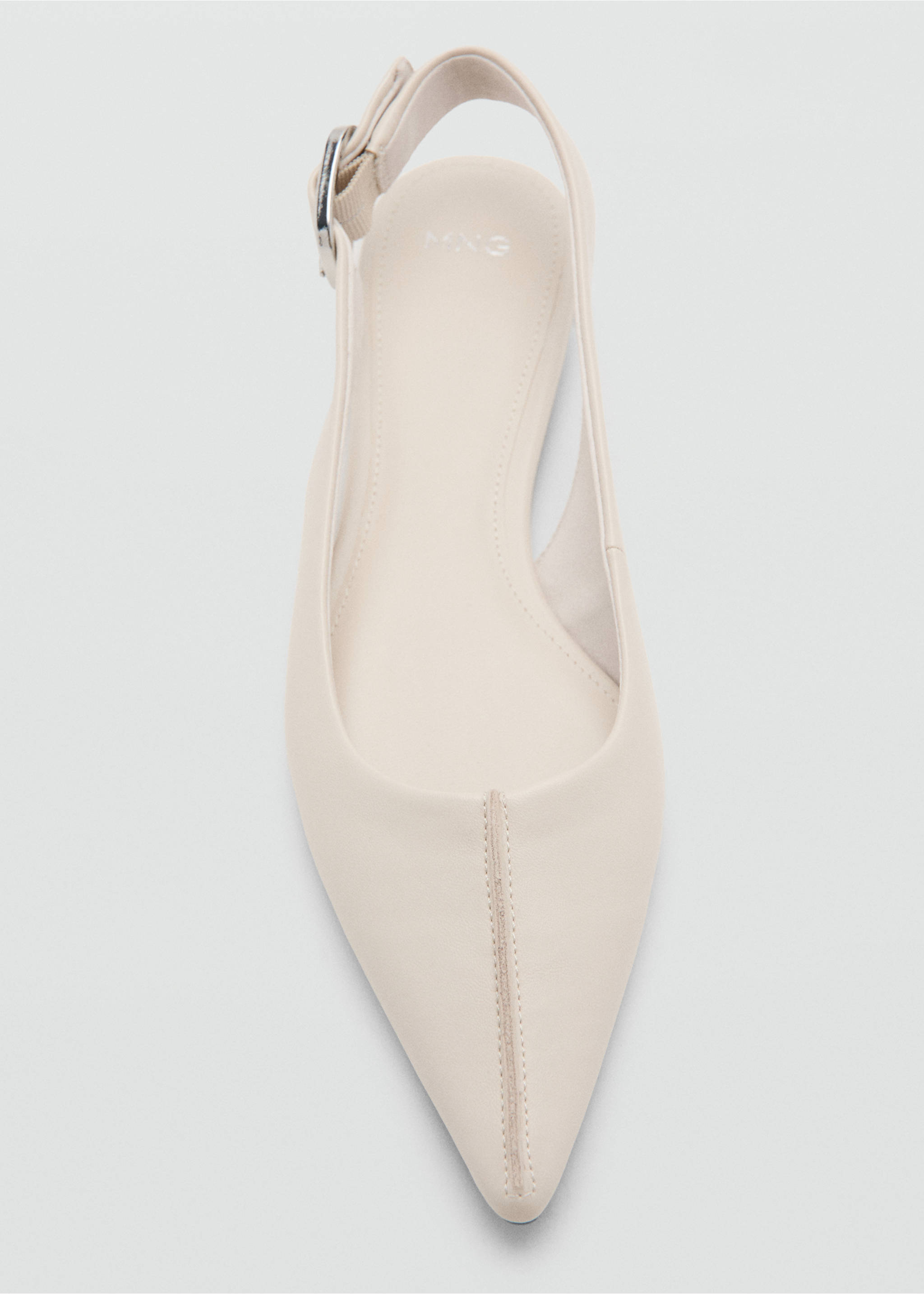 Buckle flat shoes - Details of the article 2, Ecru. Ref: 37073883-00.