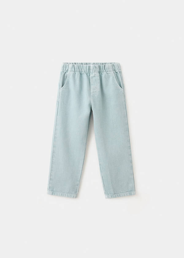 Straight-fit trousers with elastic waist — Blue