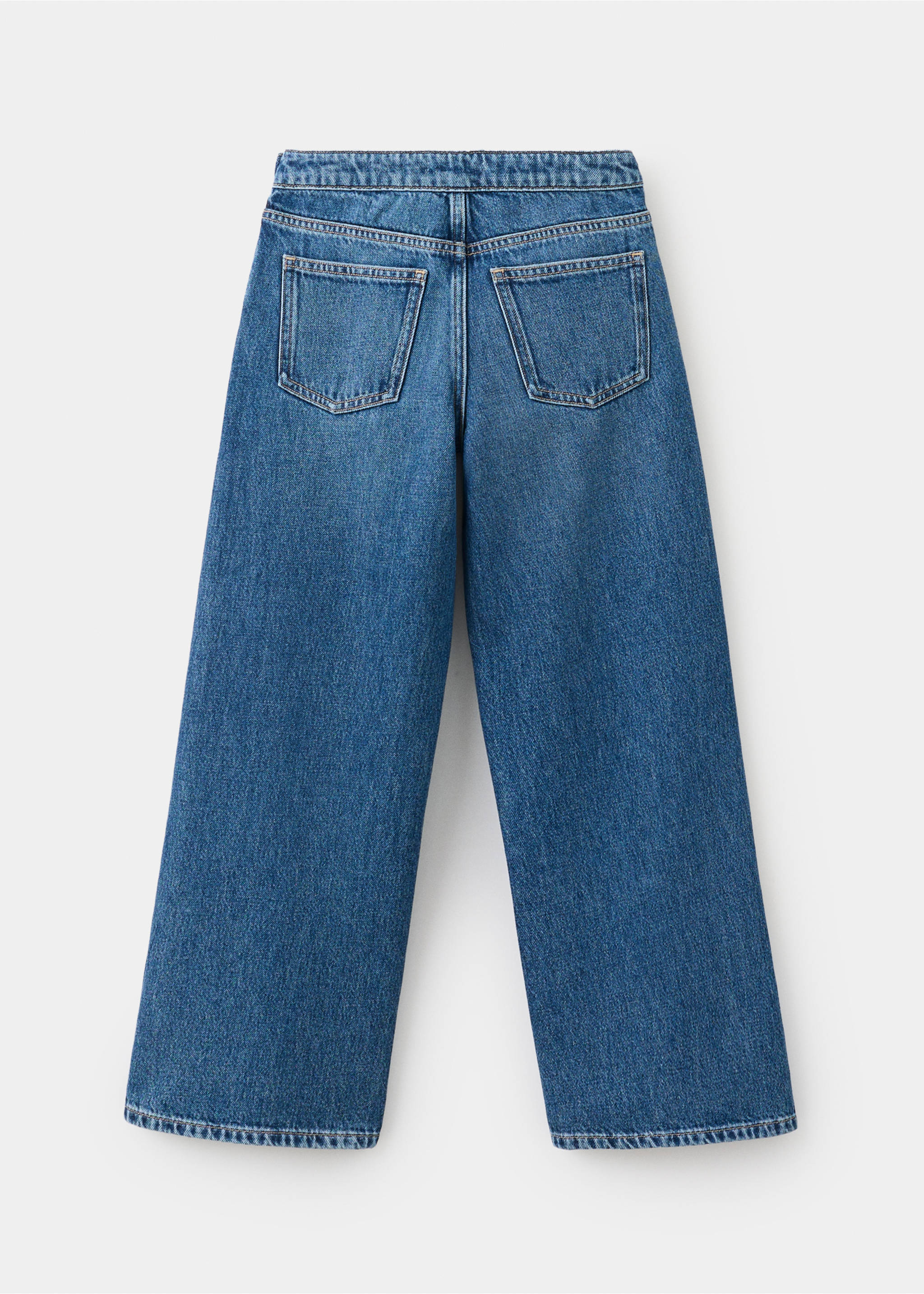Wide-leg jeans with scarf detail - Reverse of the article, Dark Blue. Ref: 37073890-00.