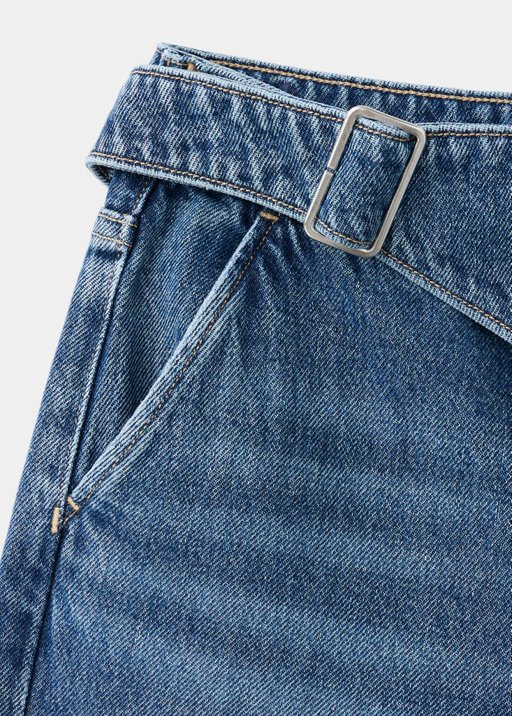 Wide-leg jeans with scarf detail — Dark Blue