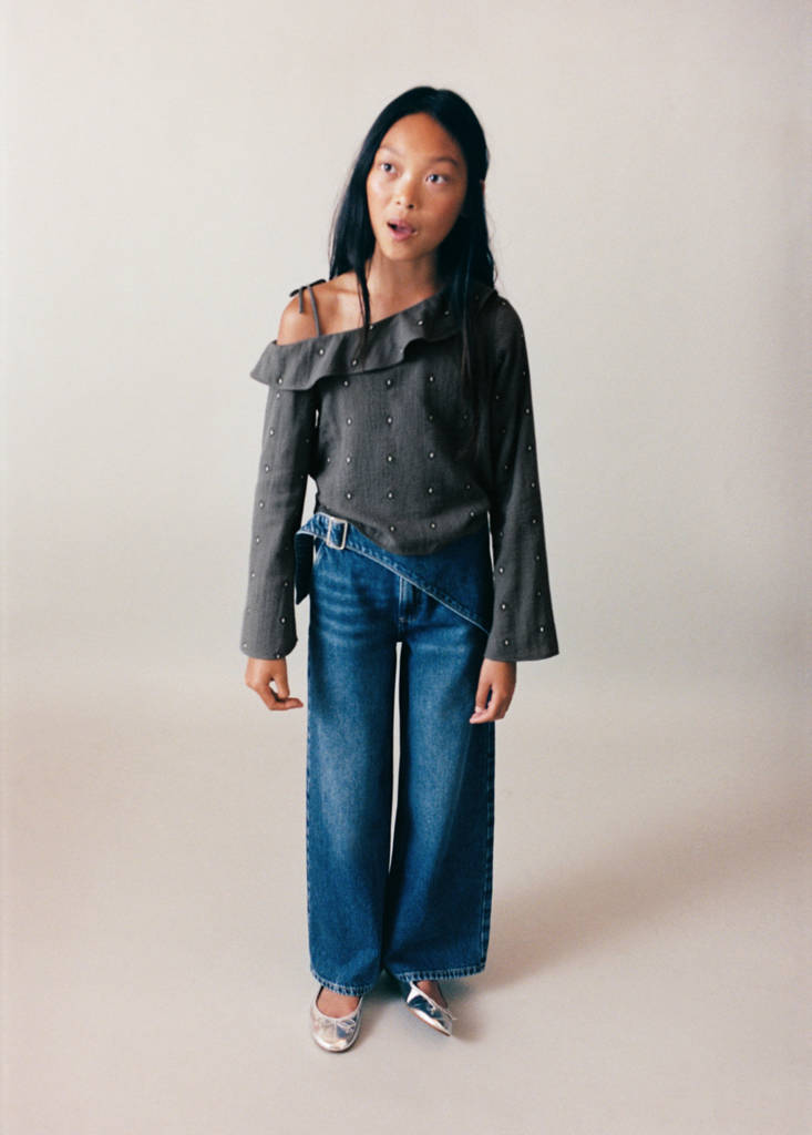 Wide-leg jeans with scarf detail — Dark Blue