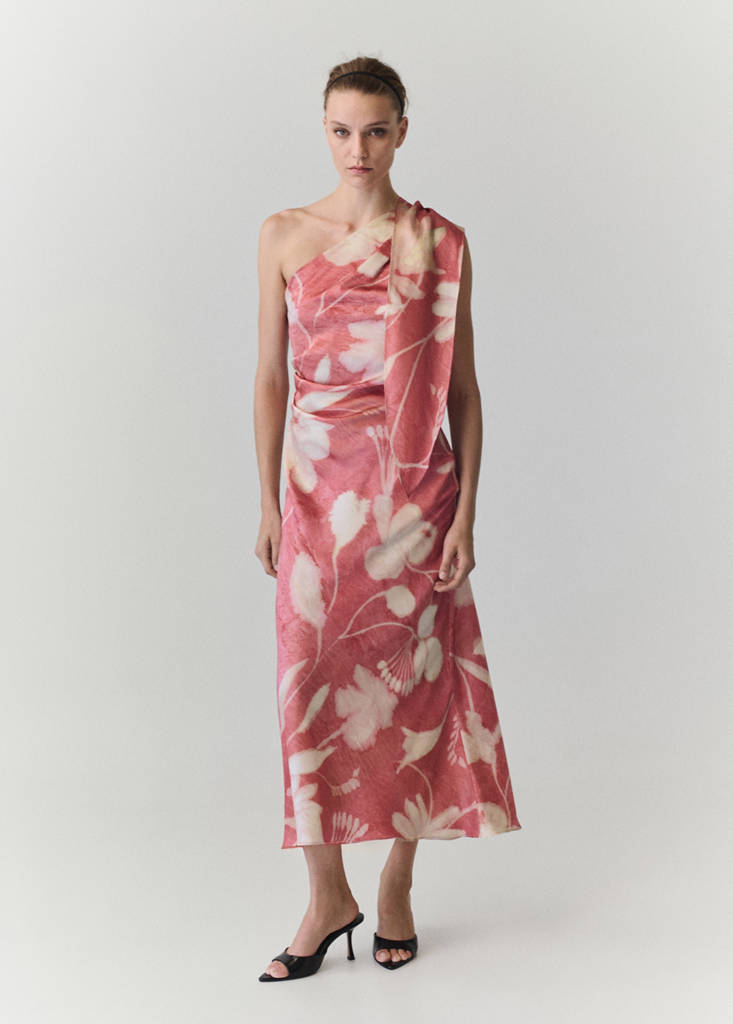 Mango Robe Asymétrique Imprimé Fleuri In Rose