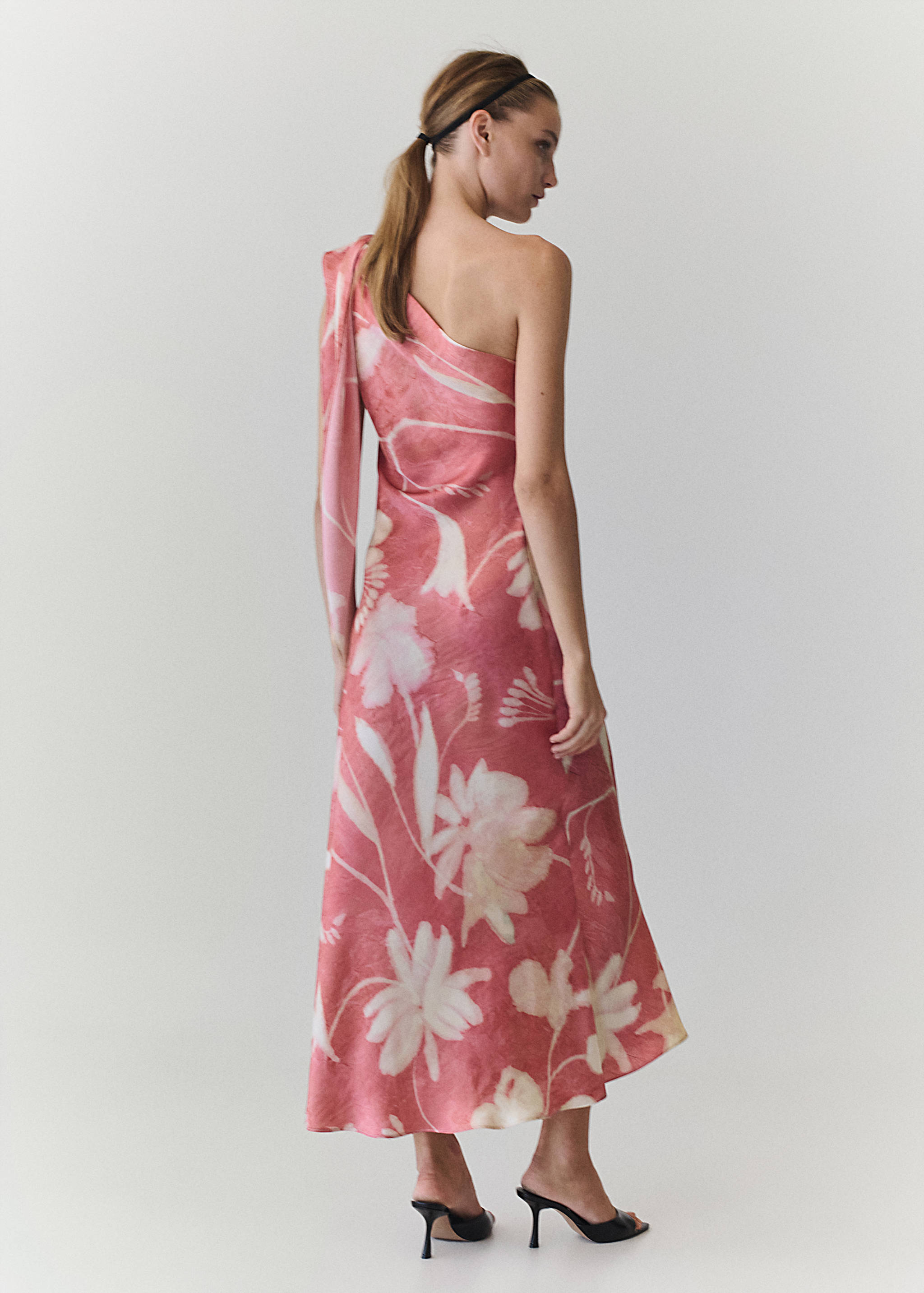 Asymmetrical floral-print dress - Reverse of the article