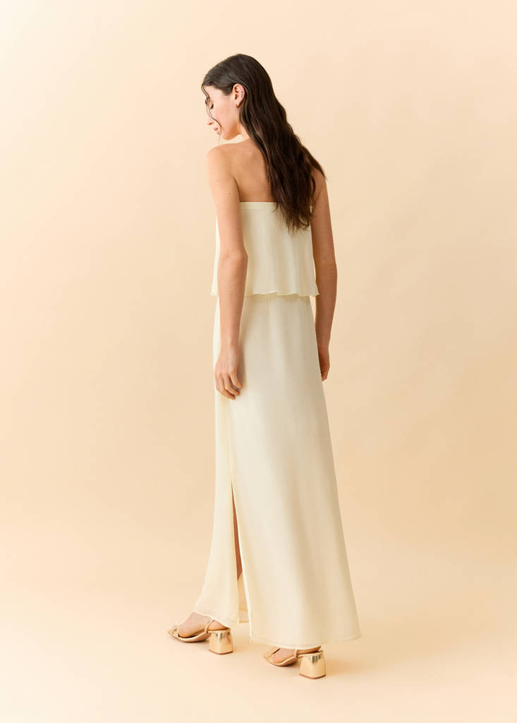 Strapless dress with ruffles — Yellow