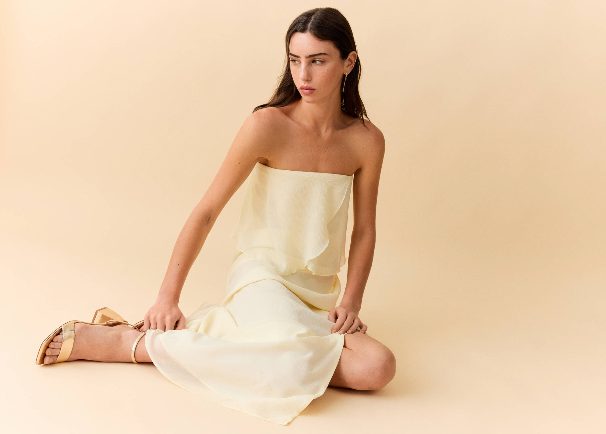 Strapless dress with ruffles - Panoramic plane