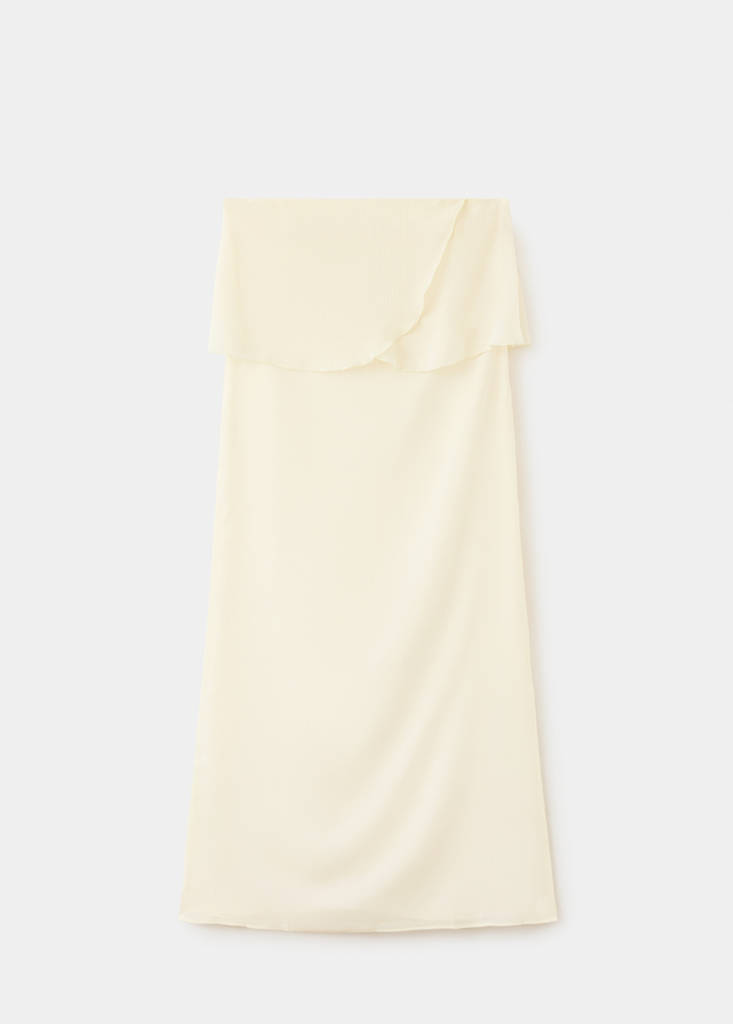 Strapless dress with ruffles — Yellow