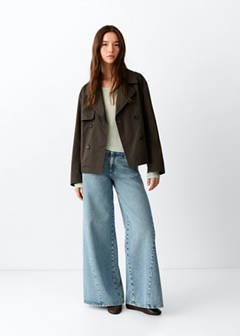 Short double-breasted trench coat — Chocolate 2