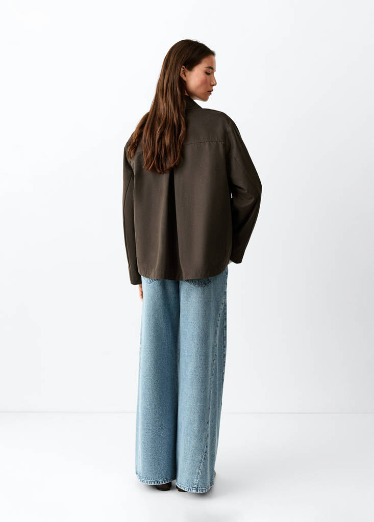 Short double-breasted trench coat — Chocolate