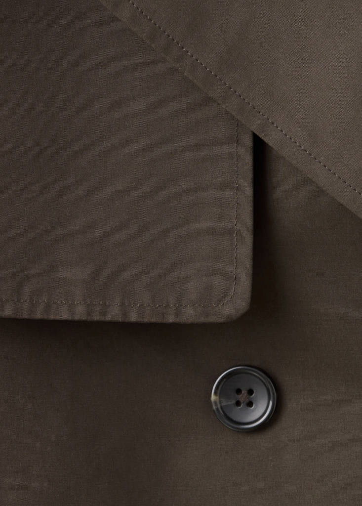 Short double-breasted trench coat — Chocolate