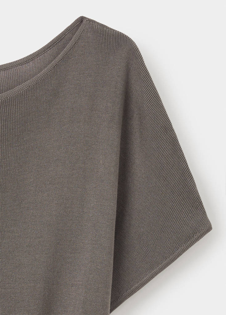 Ruched fine-knit sweater — Medium Brown