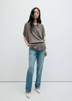 Ruched fine-knit sweater — Medium Brown 5