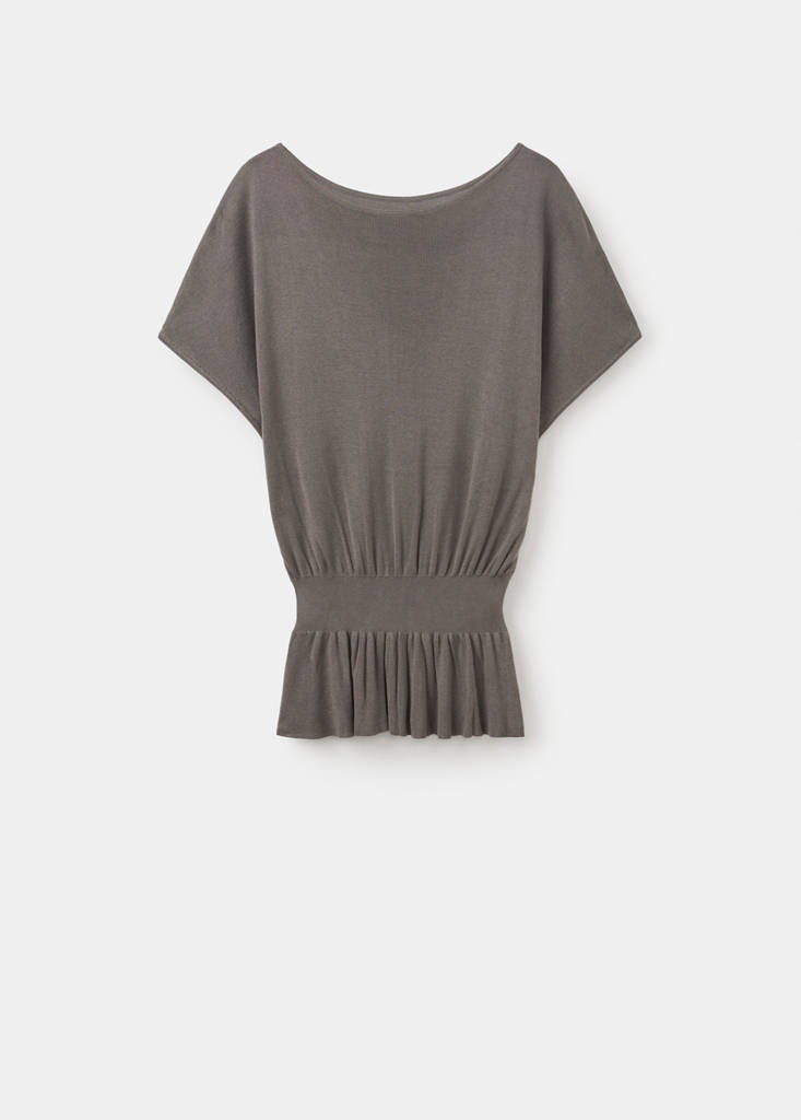 Ruched fine-knit sweater — Medium Brown