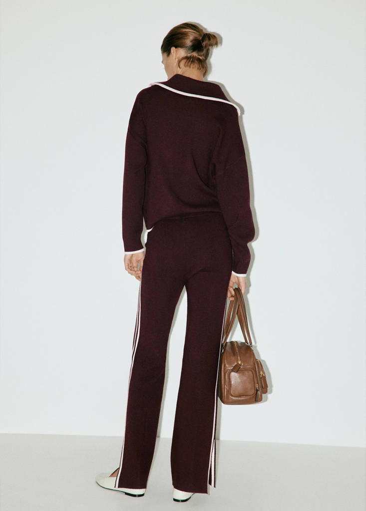 Knitted trousers with contrasting stripes — Chocolate