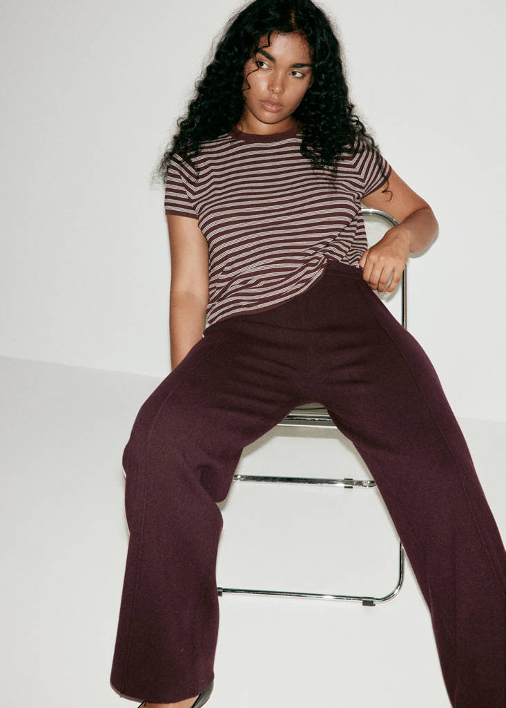 Knitted trousers with contrasting stripes — Chocolate