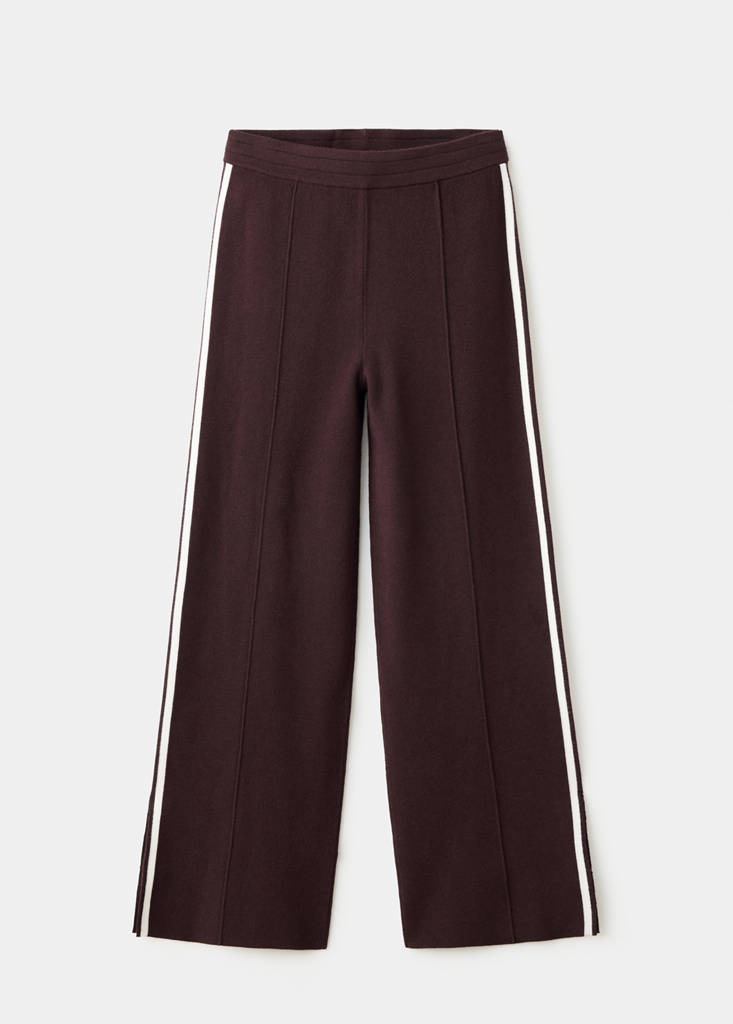 Mango Pantalon Maille Rayure Contrastante In Chocolat