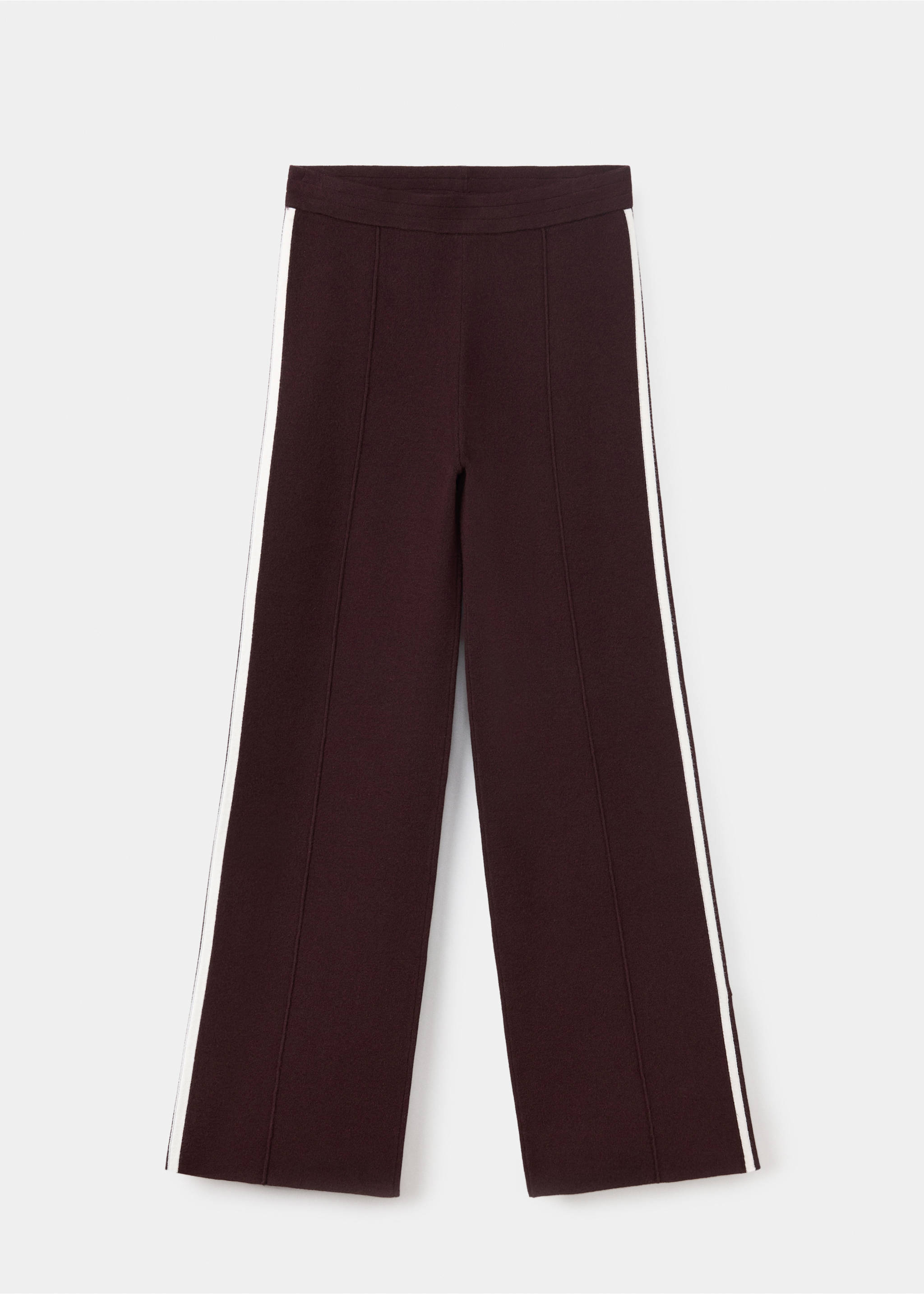 Knitted trousers with contrasting stripes - Article without model, Chocolate. Ref: 37074069-00.