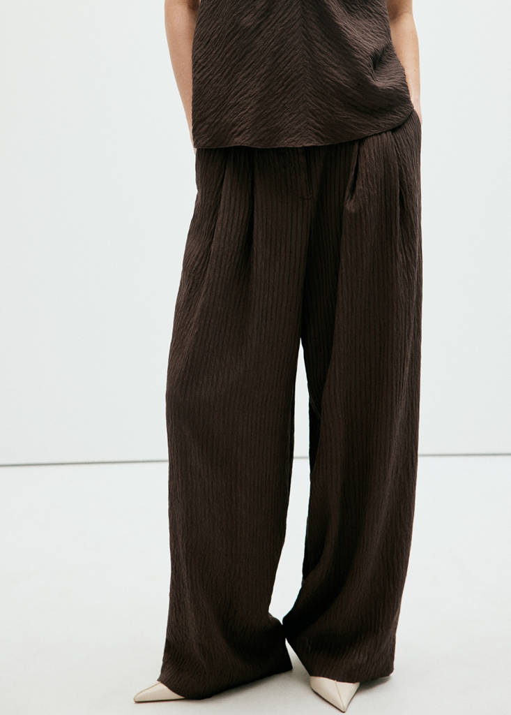 Wide leg fluid trousers — Brown
