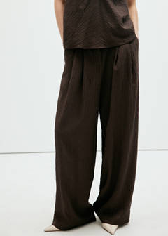 Wide leg fluid trousers — Brown 1