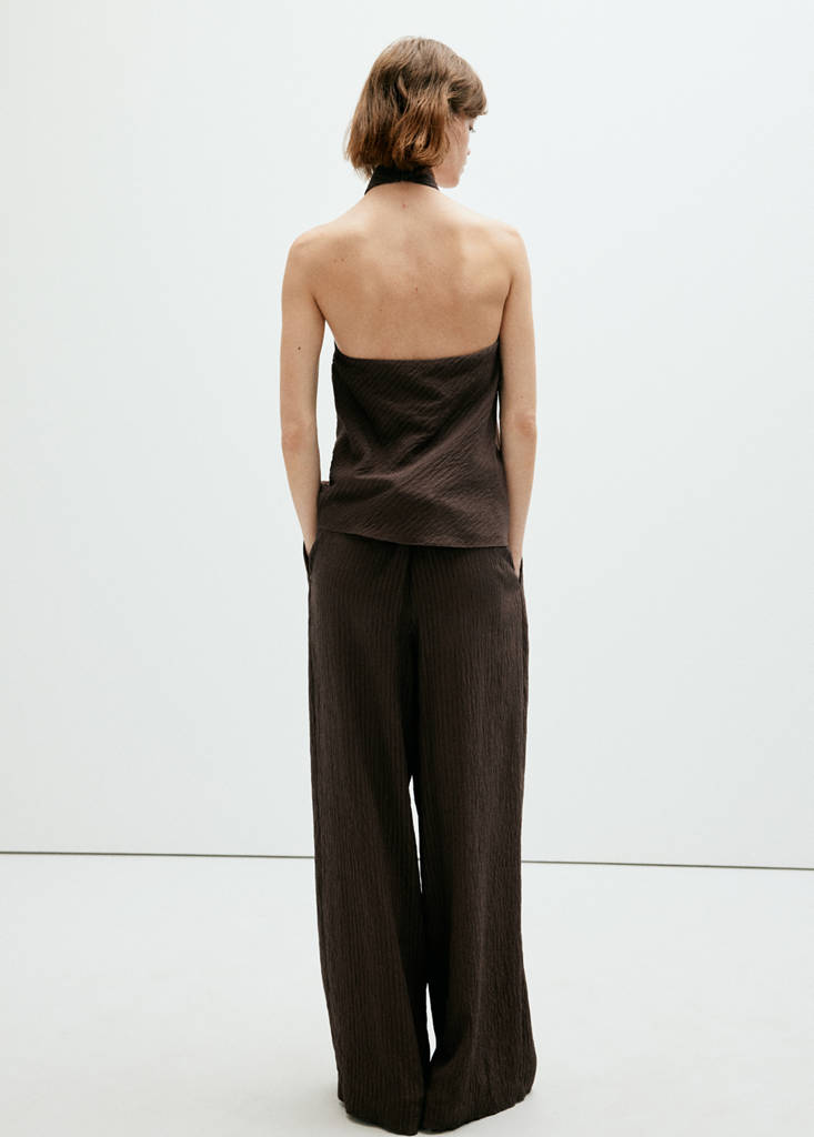 Wide leg fluid trousers — Brown
