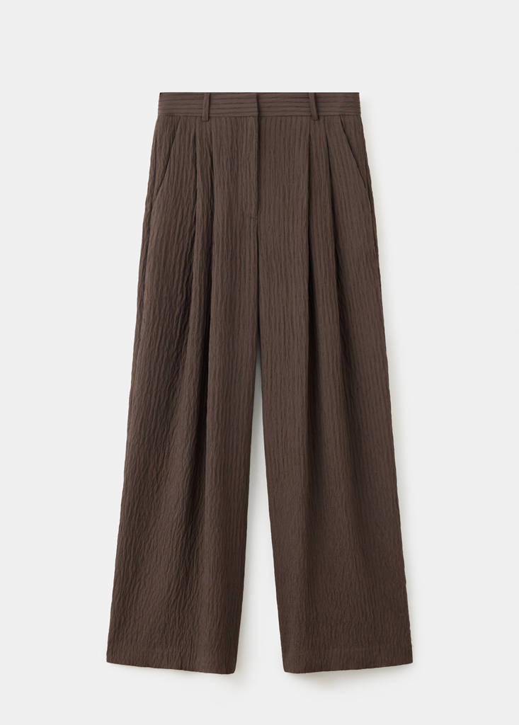 Wide leg fluid trousers — Brown