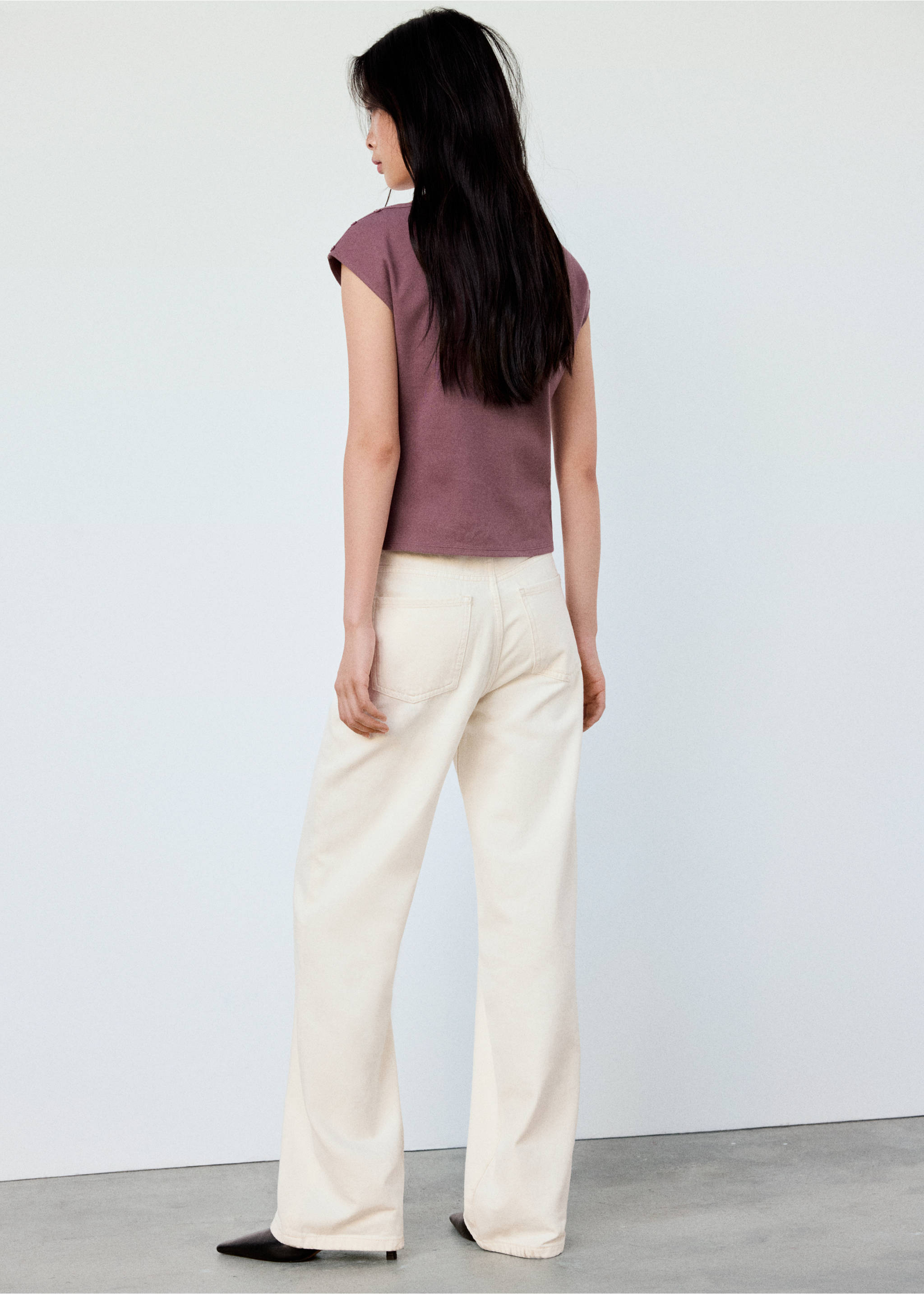 Boat neck top with decorative buttons - Reverse of the article, Light/Pastel Purple. Ref: 37074072-00.