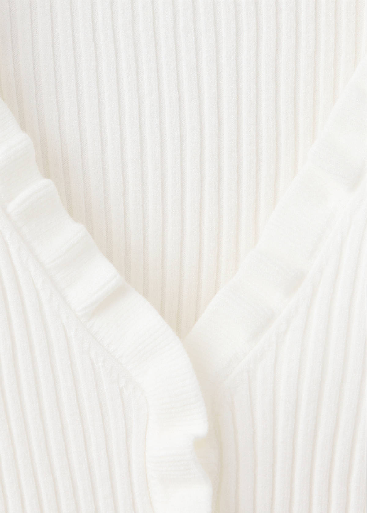 Ribbed ruffle cardigan — Ecru