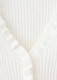 Ribbed ruffle cardigan — Ecru 6