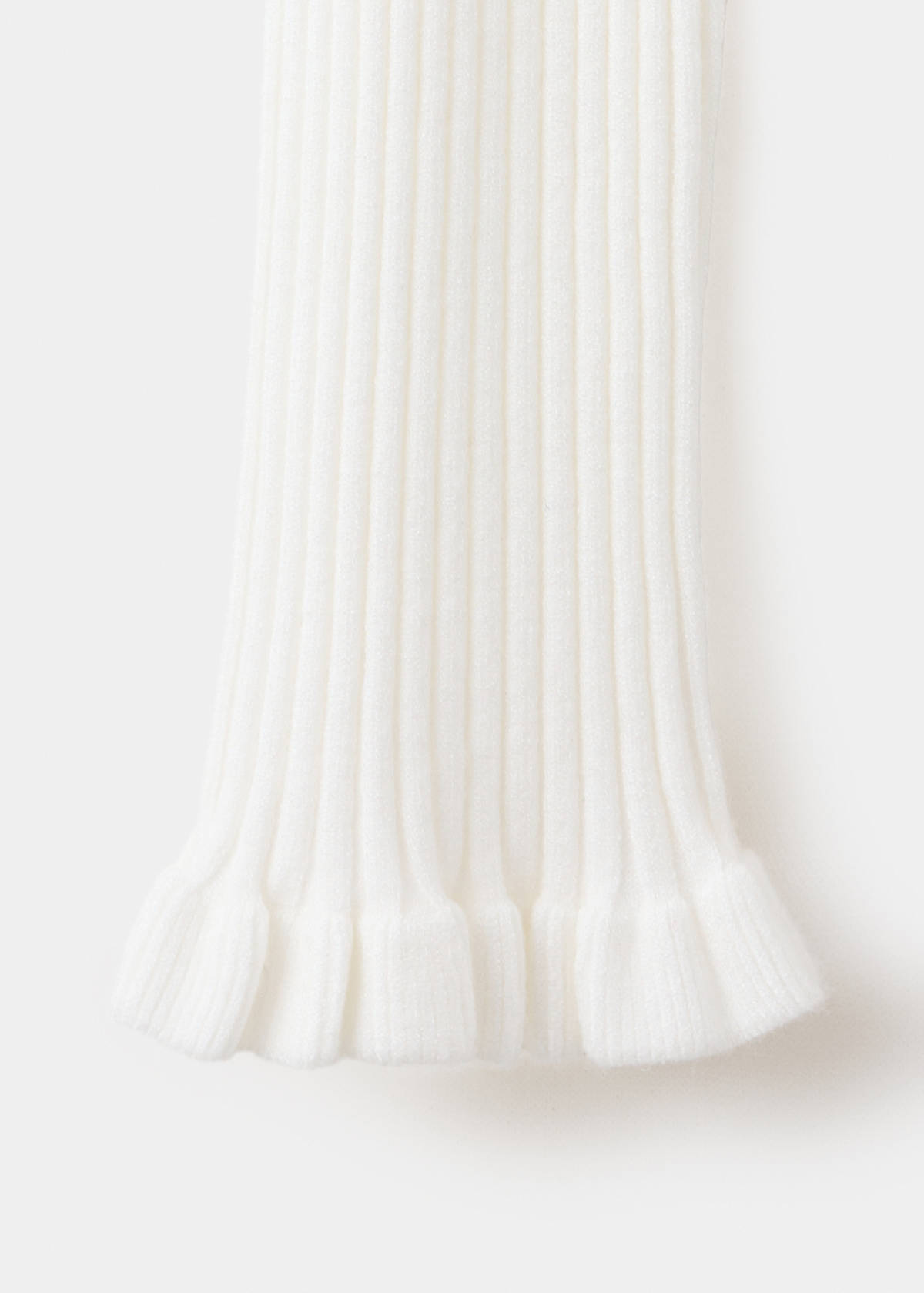 Ribbed ruffle cardigan — Ecru
