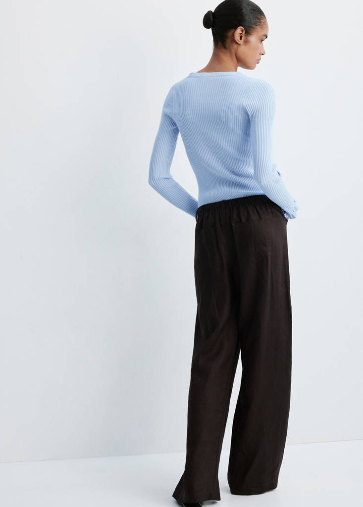Ribbed ruffle cardigan — Sky Blue