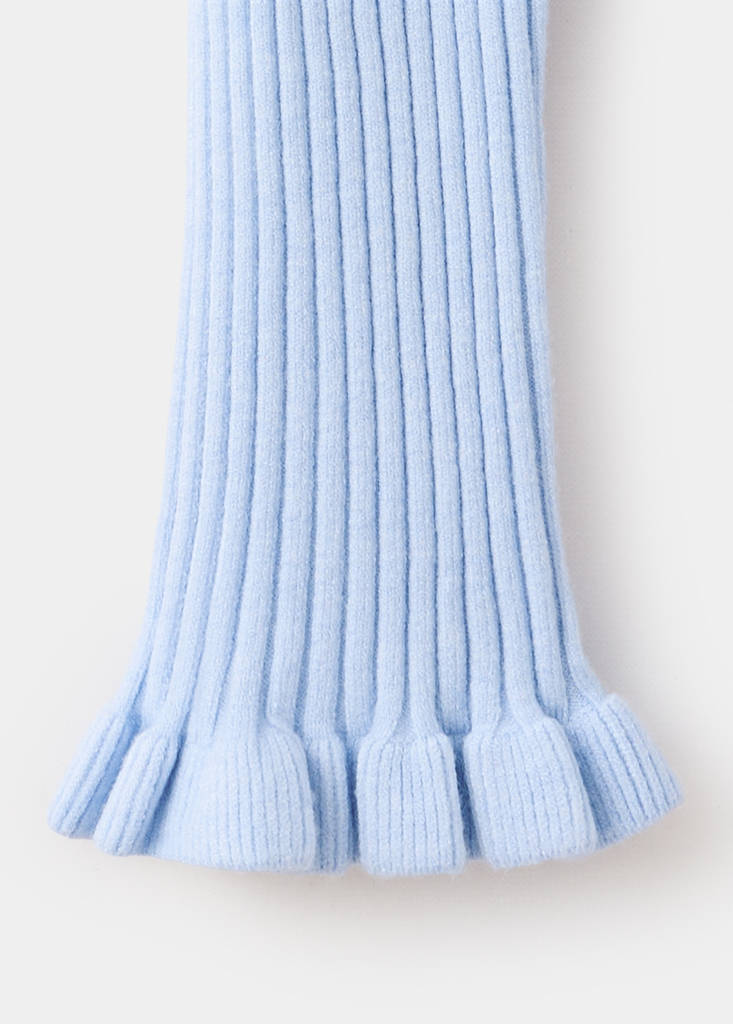 Ribbed ruffle cardigan — Sky Blue