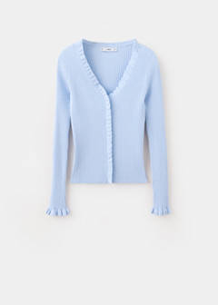 Ribbed ruffle cardigan — Sky Blue 4