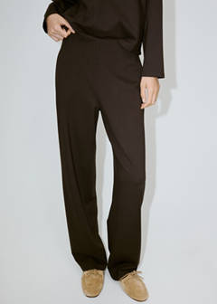 Fine-knit straight-fit trousers — Brown 1