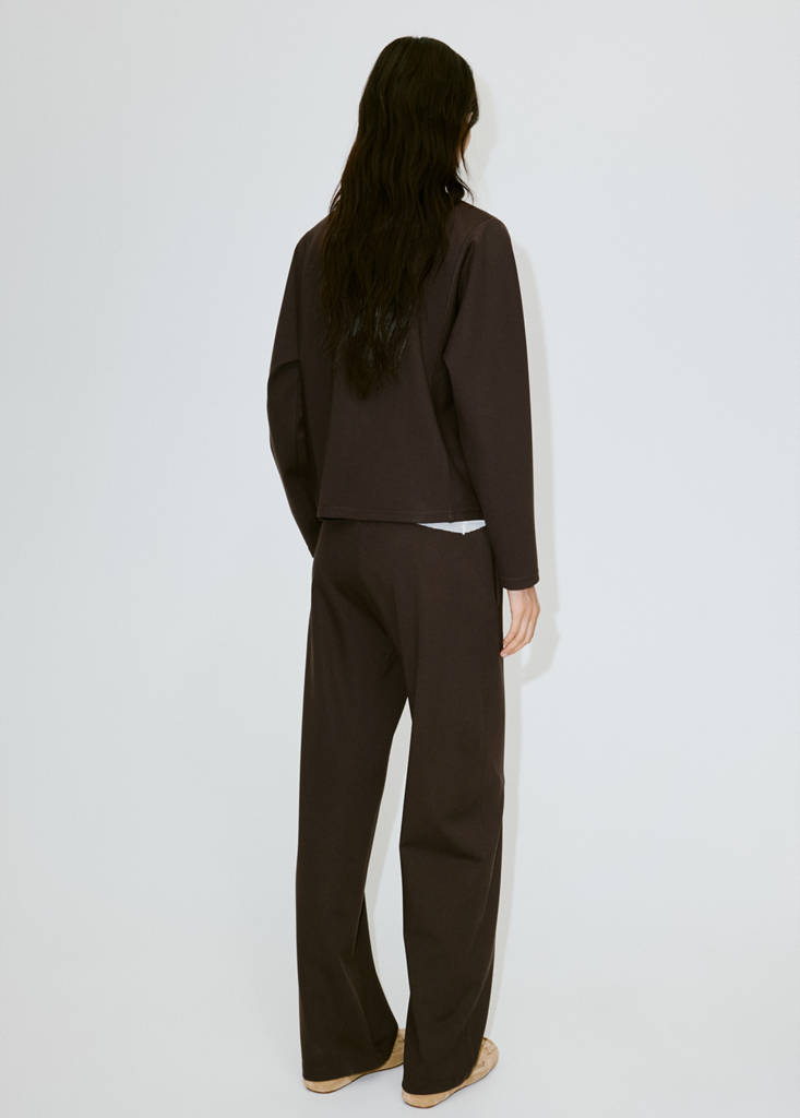 Fine-knit straight-fit trousers — Brown
