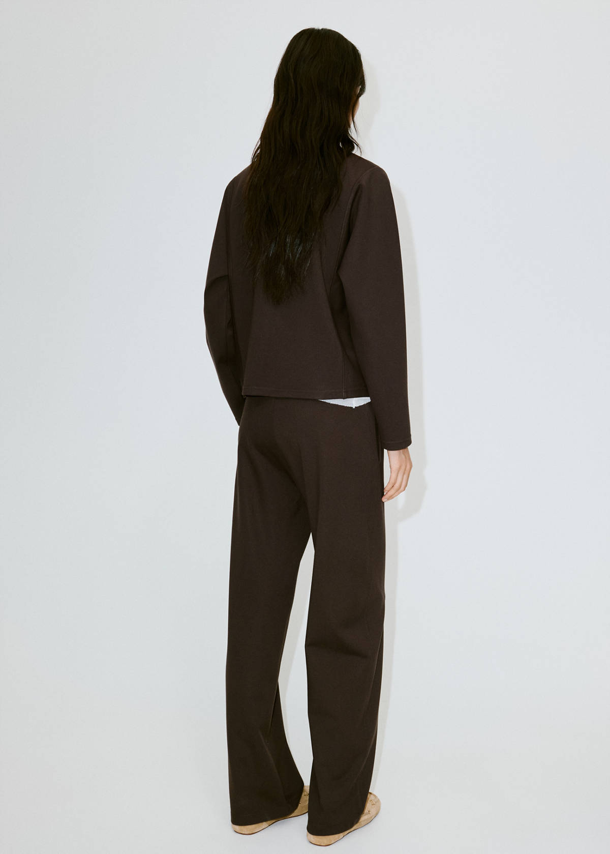 Fine-knit straight-fit trousers — Brown