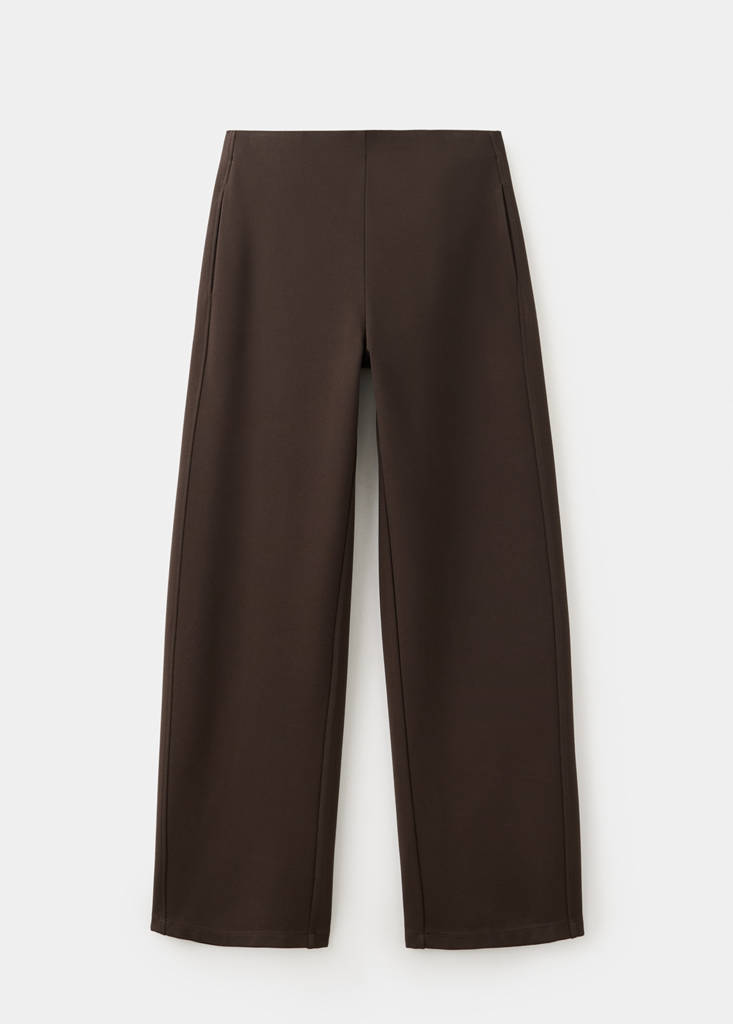Fine-knit straight-fit trousers — Brown
