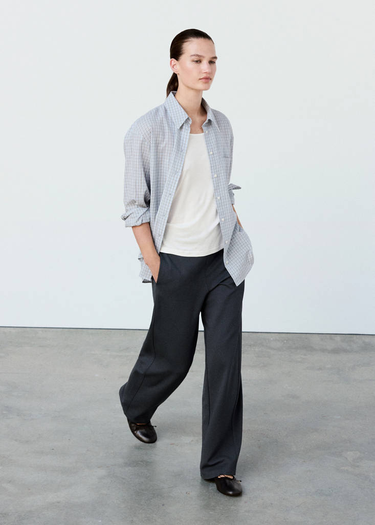Fine-knit straight-fit trousers — Blue