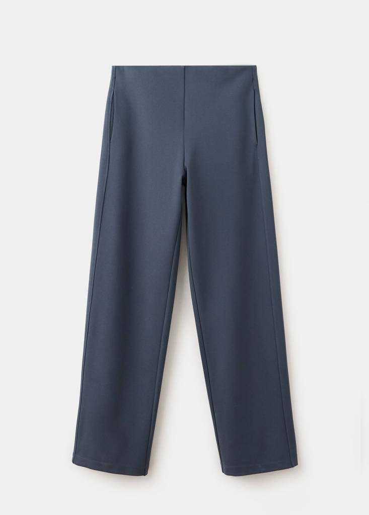 Fine-knit straight-fit trousers — Blue