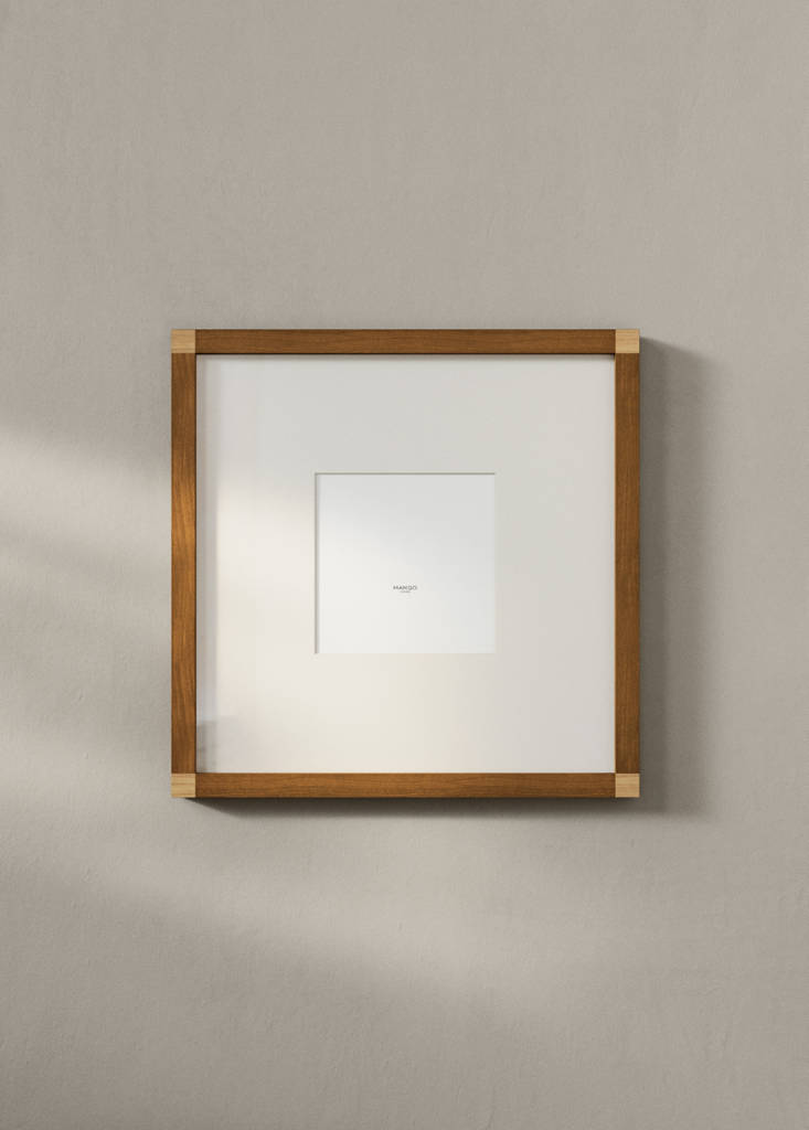 Large wooden photo frame with contrasting design — Brown