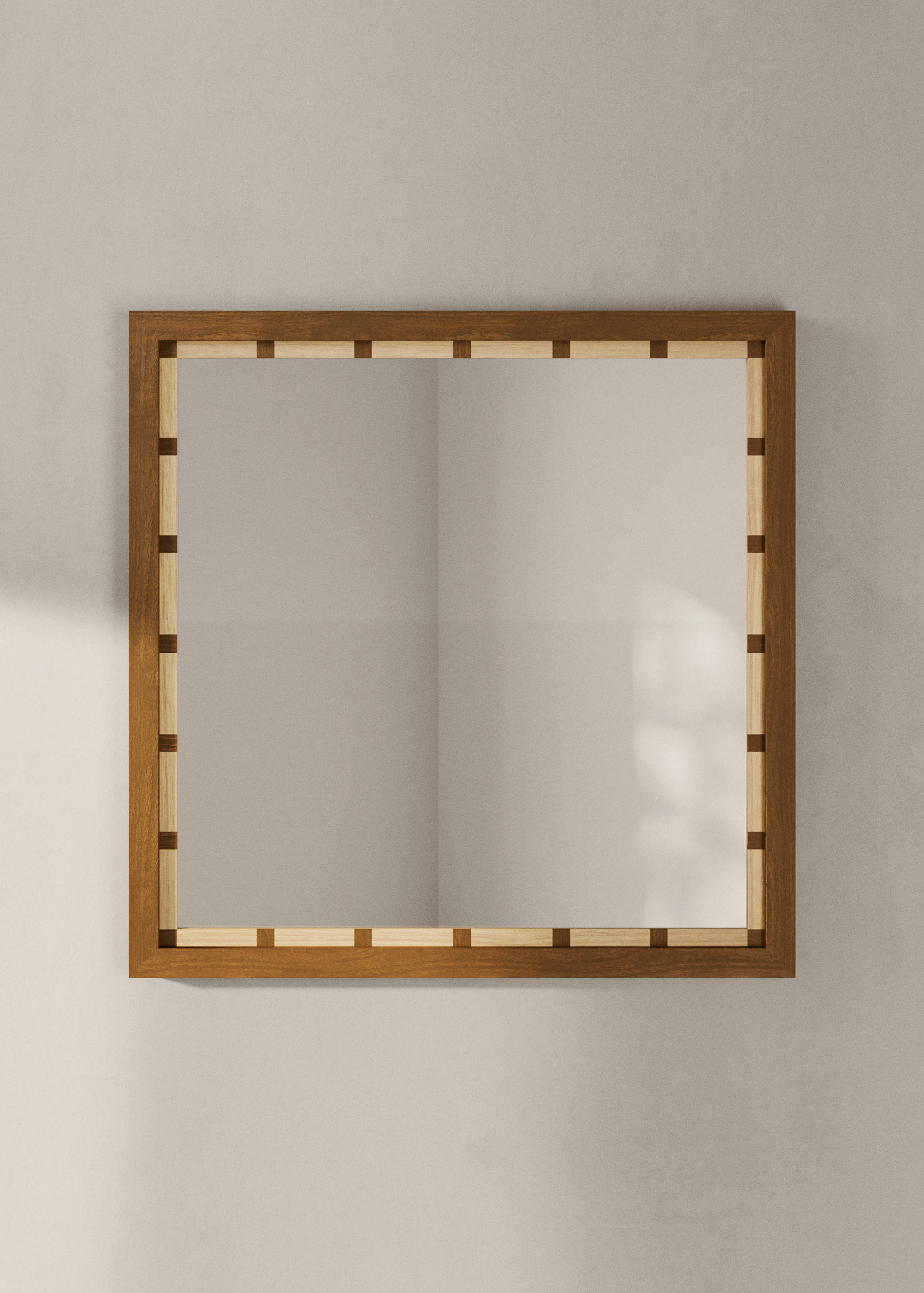 Large rectangular wooden wall mirror - General plane