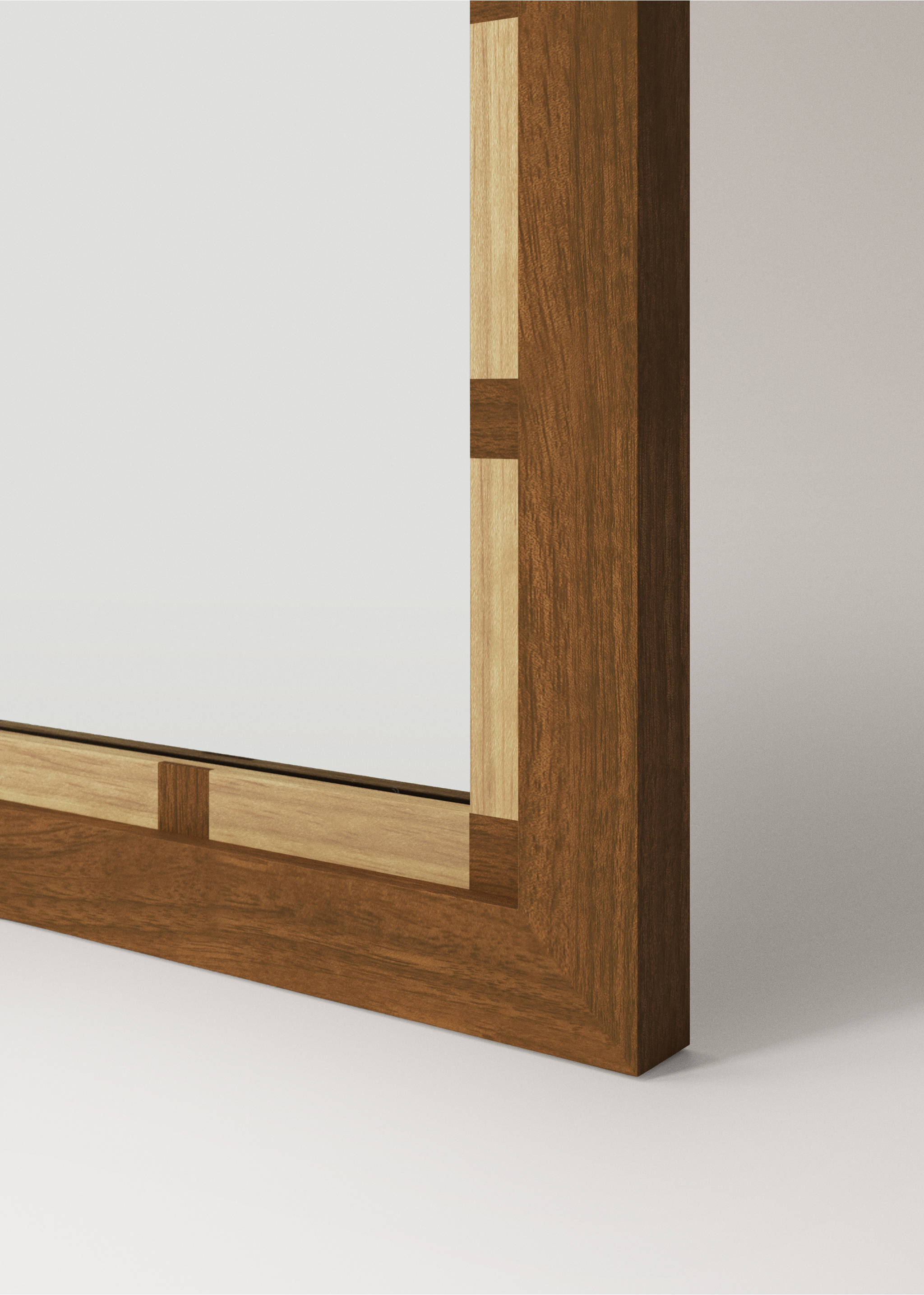 Large rectangular wooden wall mirror - Details of the article 1, Brown. Ref: 37074077-00.