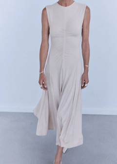 Fine-knit ruched dress — Sand 2