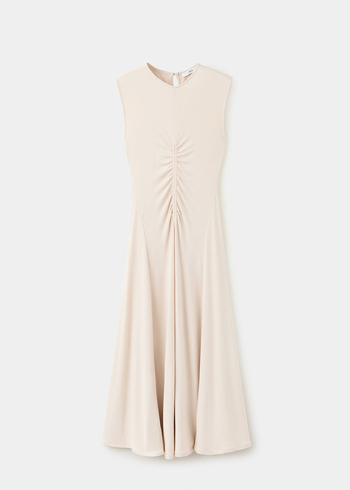 Fine-knit ruched dress — Sand