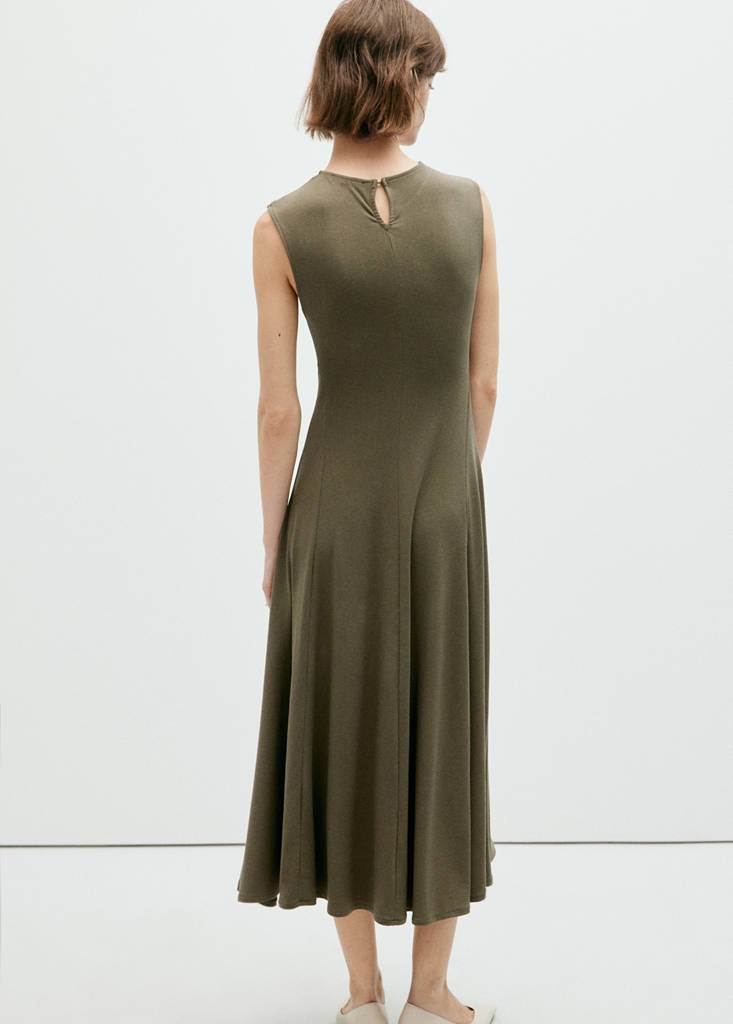 Fine-knit ruched dress — Khaki