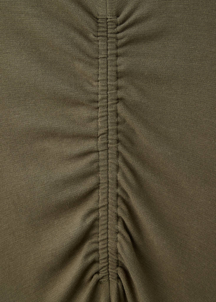 Fine-knit ruched dress — Khaki