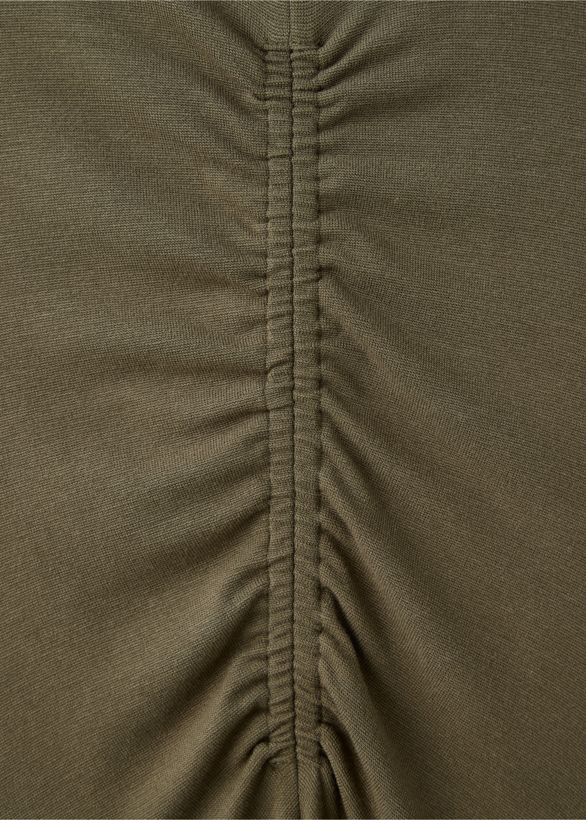 Fluid knit dress with gathered detail - Details of the article 8, Khaki. Ref: 37074078-00.