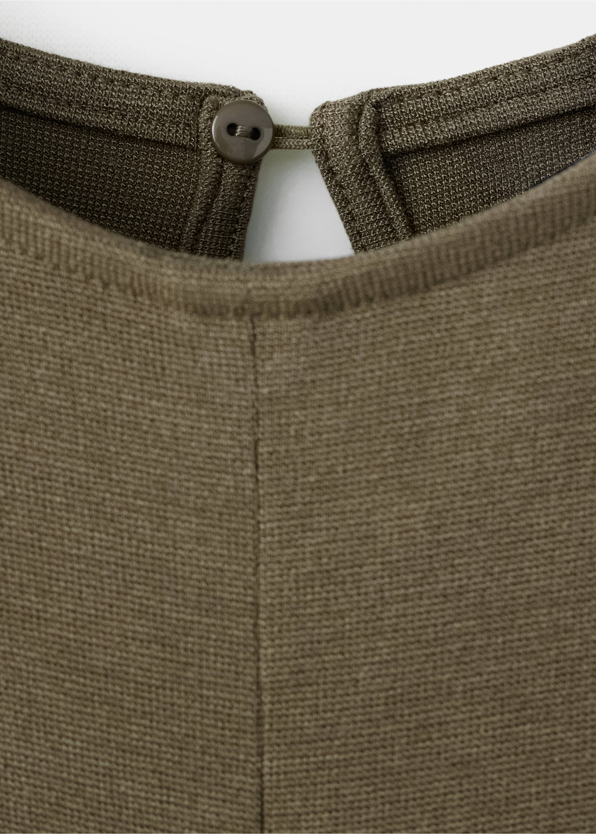 Fluid knit dress with gathered detail - Details of the article 0, Khaki. Ref: 37074078-00.