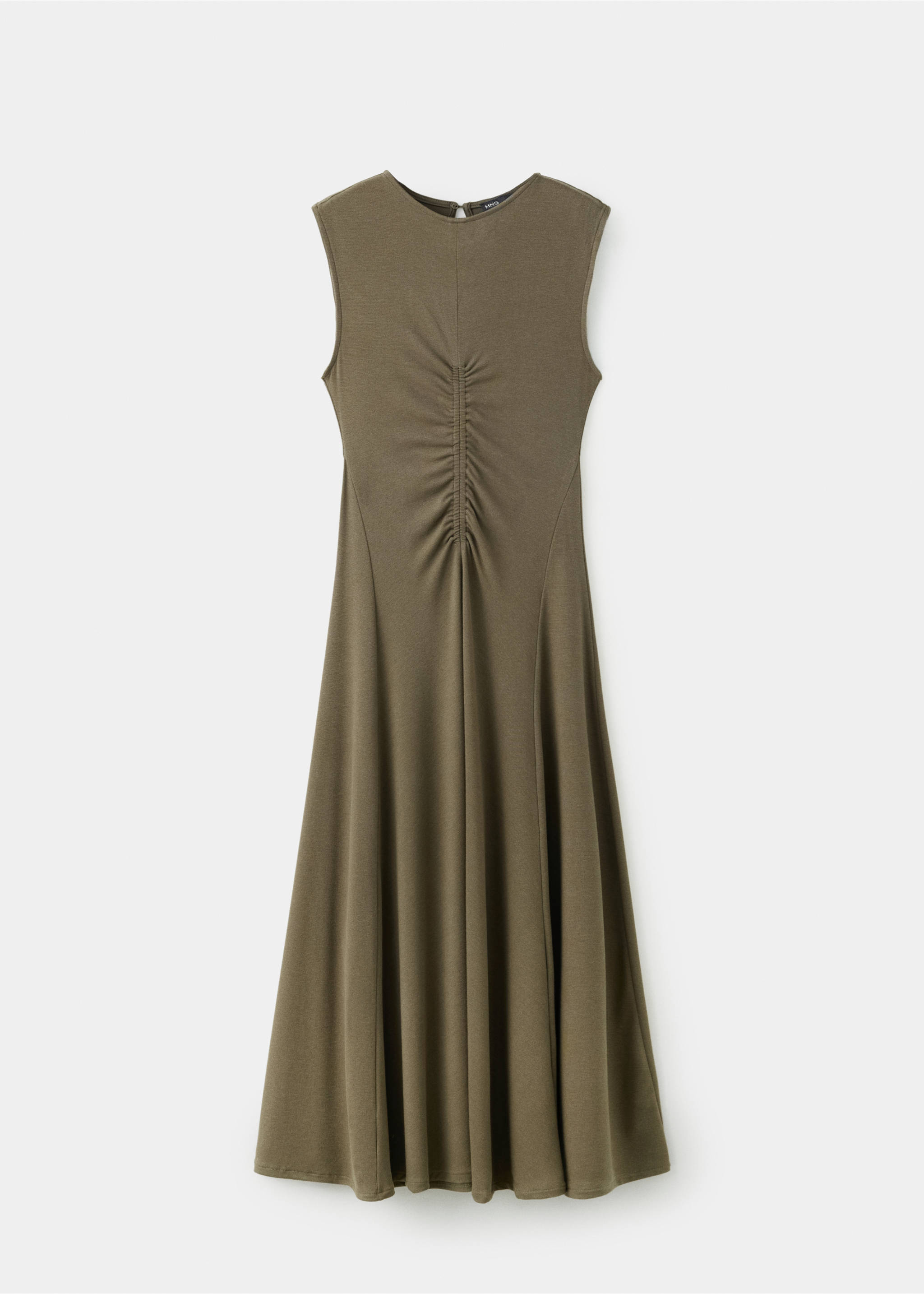 Fluid knit dress with gathered detail - Article without model, Khaki. Ref: 37074078-00.