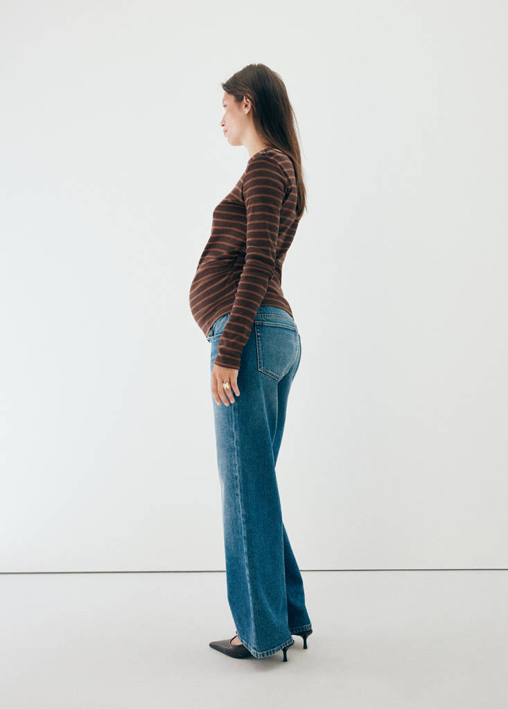 Striped boat-neck t-shirt — Brown